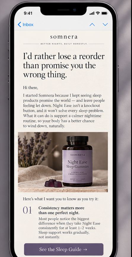 Somnera: Founder letter on mobile